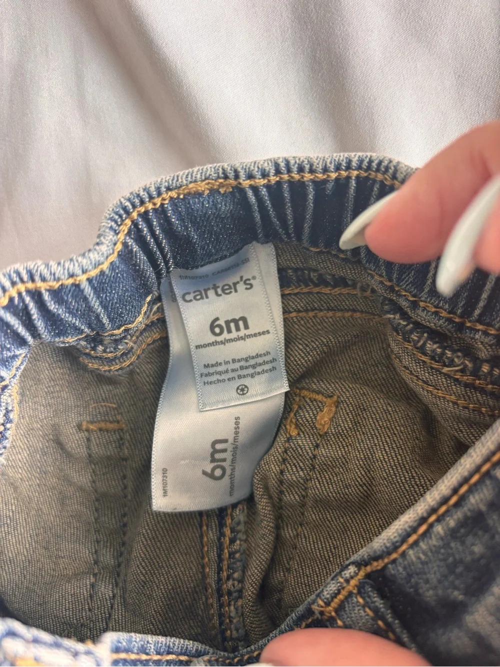 Carter's Dark Blue Denim Jeans Baby with Elastic Waist 6 Months Baby